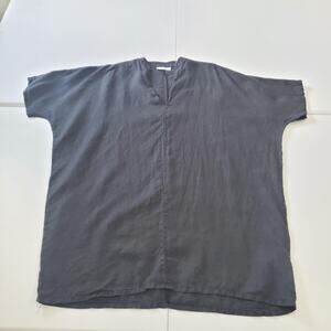 Bryn Walker Tunic Shirt Womens XS Black Linen Oversized Minimalist Made in USA